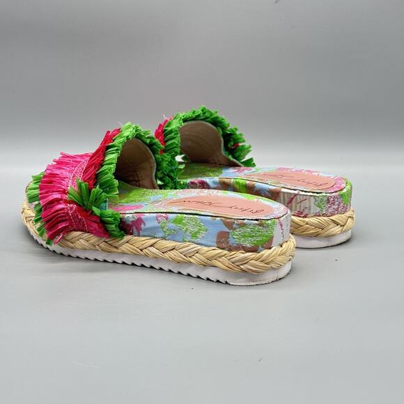 Betsey Johnson Sandals Womens 7 Multicolor Floral Fringe Espadrille Wedge Shoes - Picture 4 of 9